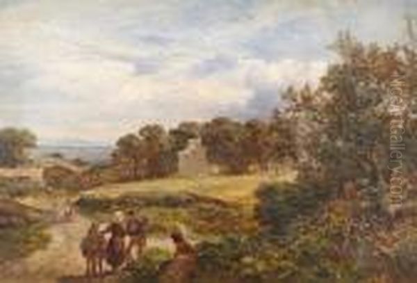 Extensive Landscape With Figures On A Pathwayby A Country House - view 1