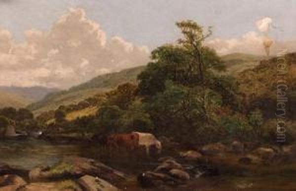 Riverlandscape With Cattle Watering - view 1