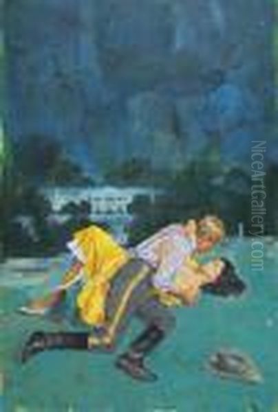 Amorous Confederate Soldier And Woman In Yellow. - view 1