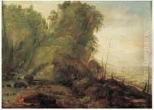 Scene De Riviere Et De Paysage Panoramique Avec Un Ermite