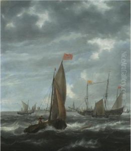 Merchantmen And Other Shipping Off Flushing by Jan Peeters