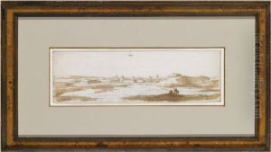 View Of The Town Of Ham And Its Surrounding Landscape, With Anglers In The Forground View Of The Town Of Ham And Its Surrounding Landscape, With Anglers In The Forground