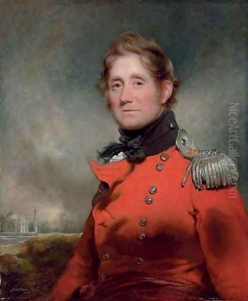 Portrait of Major John Bradford (1758-59-1841), half-length, in the uniform of the 21st Bengal Native Infantry, with the Taj Mahal beyond - view 1