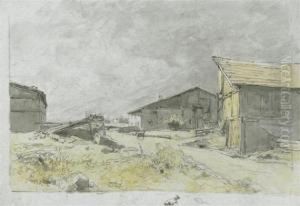 Mountain Village. by Eduard Peithner Von Lichtenfels