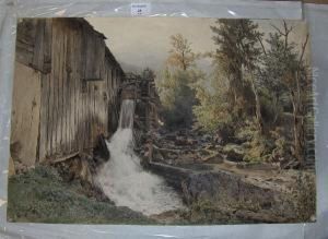 Watermill In A Wooded Landscape, Signed Anddated 1895 by Eduard Peithner Von Lichtenfels