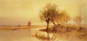 On the Norfolk Broads Evening by Edward Duncan