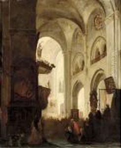A Church Interior During The Mass
