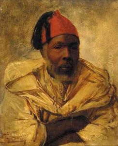 A Berber in a fez by Jean Discart