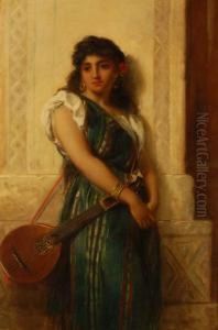 Young Spanish Girl With A Guitar by Thomas Kent Pelham