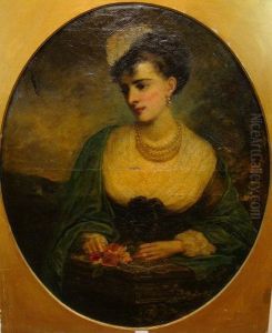Portrait A Beautiful You Woman Wearing Pearls by Thomas Kent Pelham
