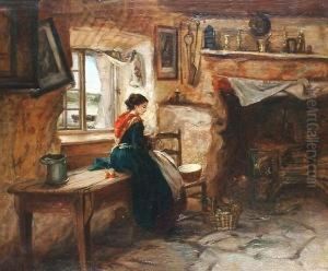 Apple Peeling At An Open Window.