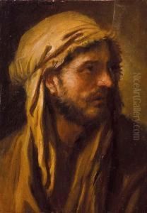 Testa Di Giovane Uomo Con Turbante by Giovanni Antonio Pellegrini