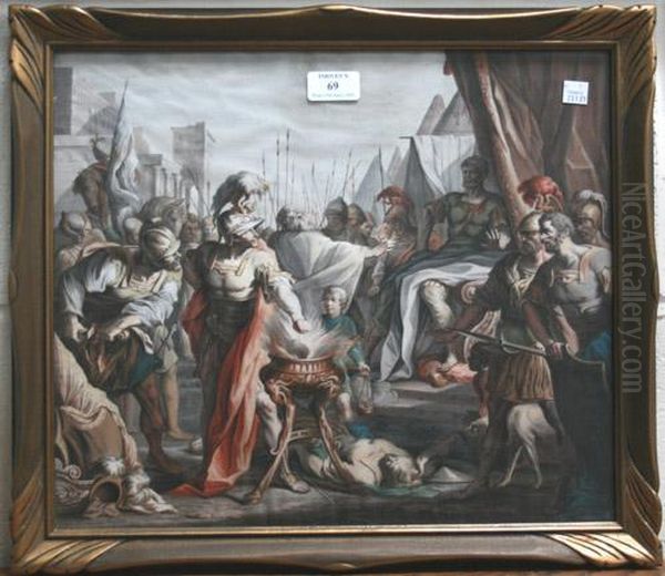 Mucius Scaevola Holding His Hand Above A Burning Brazier In The Etruscan Camp - view 1