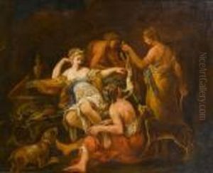 Nymphs Presenting Game To Diana The Huntress by Giovanni Antonio Pellegrini