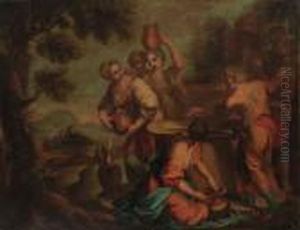 Eliezer Offering Gifts To Rebecca At The Well by Giovanni Antonio Pellegrini