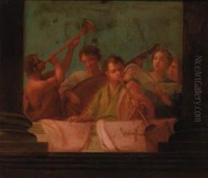 Singers And Musicians On A Balcony by Giovanni Antonio Pellegrini