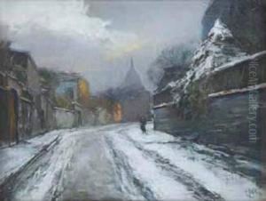 Rue Enneigee A Montmartre by Pierre Jacques Pelletier