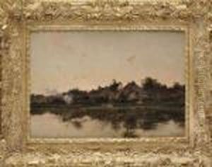 Effet Du Soir Au Bord De Riviere by Leon Germain Pelouse