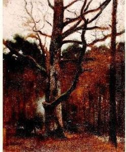 Le Feu De Bois En Foret De Fontainebleau by Leon Germain Pelouse