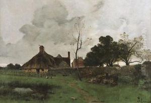 Landschaft Mit Bauernhof. by Leon Germain Pelouse