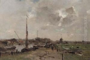 Paysage A Hollande by Leon Germain Pelouse