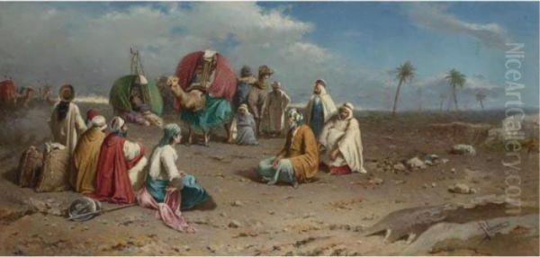 An Algerian Caravan At Rest - view 1