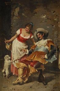 Dama Y Caballero Jugando Con Un Perro by Francesco Peluso