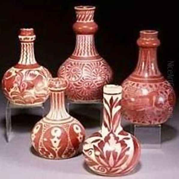A Group of Ruby Lustre Vases - view 1
