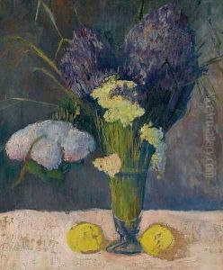 Nature morte aux lilas, boule de neige et citrons by Jacob de Haan