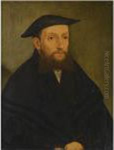 Portrait Of A Bearded Gentleman, Half Length, Wearing A Black Coatand Hat