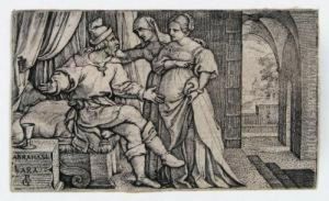 Sarah Fuhrt Hagar Zu Abraham / 
Der Besuch Der Drei Engel Bei Abraham / Die Verstossung Der Hagar.