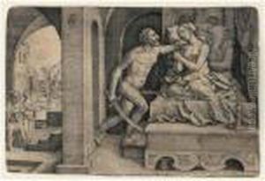 Four Scenes From Early Roman 
History, Plate I Sextus Tarquinius Raping Lucretia (b. 78; Holl.130)