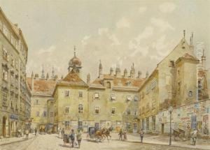 Old City View Of Vienna With Jesuit Church Towers In Background by Erwin Pendl