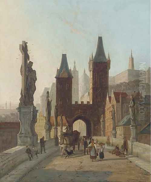 Traders on the Charles Bridge, Prague - view 1