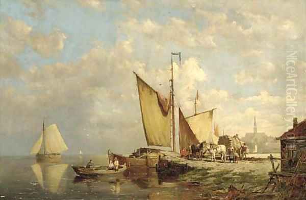 Unloading barges on the quay - view 1