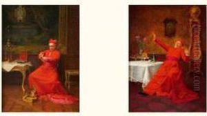 Cardinaux Dans Un Interieur by Albert Joseph Penot