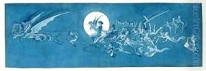 The dragon chariot and fairy minstrels cross the moon by Charles Altamont Doyle
