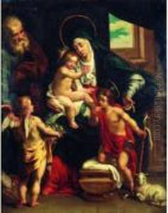 Sainte Famille Avec Saint Jean Baptiste by Marten Pepijn