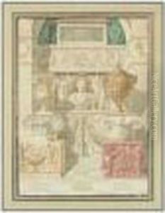 Composition D'antiques: Buste D'empereur Dans Une Alcove