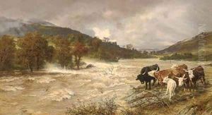 A flood on the Wye, subsiding
