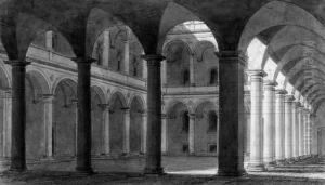The Interior Of A Courtyard Of The Palazzo Della Cancelleria,rome by Charles Percier