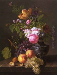 Still Life with Flowers, Peaches and Grapes