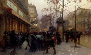 A Busting Street Scene by Henri-Gaston Darien