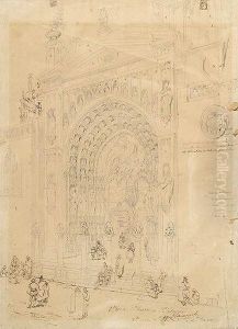 Puerta De Los Leones De La Catedral De Toledo by Genaro Perez Villaamil Y Duguet