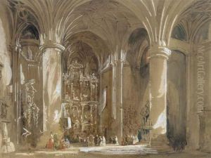 View Of The Interior Of Santa Maria Del Funchal, Madeira by Genaro Perez Villaamil Y Duguet