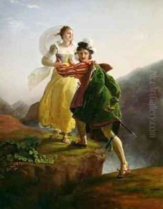 Bianca Cappello 1542-87 Fleeing with her lover Francesco de Medici 1541-87 by Louis Ducis