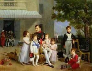 Portrait of Napoleon Bonaparte with his Nephews and Nieces on the Terrace at Saint Cloud by Louis Ducis