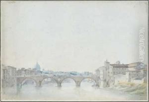 Vue De Rome Avec Le Tibre Et Le Vatican Dans Le Lointain (ponte Rotto ?) by Alexis Nicolas Perignon