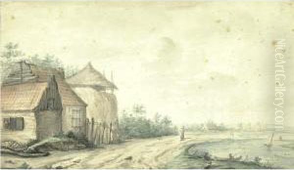 Farmhouse With Haystacks - view 1