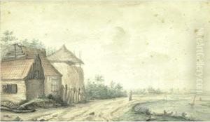 Farmhouse With Haystacks